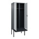 C+P Schwarz-Weiß-Spind Classic PLUS, Bank, 2 Abteile, 2120x800x815mm, 7016/7035, Verschluss Sicherheits-Drehriegel, Sitzbanktyp auskragend, Material Sitzfläche Kunststoff-2