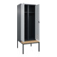 C+P Schwarz-Weiß-Spind Classic PLUS, Bank, 2 Abteile, 2120x800x815mm, 7016/7035, Verschluss Sicherheits-Drehriegel, Sitzbanktyp untergebaut, Material Sitzfläche Buche-Hartholz-2
