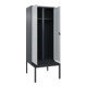C+P Schwarz-Weiß-Spind Classic PLUS, Bank, 2 Abteile, 2120x800x815mm, 7016/7035, Verschluss Sicherheits-Drehriegel, Sitzbanktyp untergebaut, Material Sitzfläche Kunststoff-1