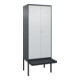 C+P Schwarz-Weiß-Spind Classic PLUS, Bank, 2 Abteile, 2120x800x815mm, 7016/7035, Verschluss Zylinderschloss, Sitzbanktyp auskragend, Material Sitzfläche Kunststoff-1