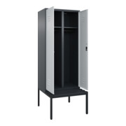 C+P Schwarz-Weiß-Spind Classic PLUS, Bank, 2 Abteile, 2120x800x815mm, 7016/7035, Verschluss Zylinderschloss, Sitzbanktyp untergebaut, Material Sitzfläche Kunststoff