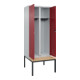 C+P Schwarz-Weiß-Spind Classic PLUS, Bank, 2 Abteile, 2120x800x815mm, 7035/3003, Verschluss Zylinderschloss, Sitzbanktyp untergebaut, Material Sitzfläche Buche-Hartholz-2