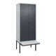 C+P Schwarz-Weiß-Spind Classic PLUS, Bank, 2 Abteile, 2120x800x815mm, 7035/7016, Verschluss Sicherheits-Drehriegel, Sitzbanktyp auskragend, Material Sitzfläche Kunststoff-1