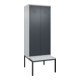 C+P Schwarz-Weiß-Spind Classic PLUS, Bank, 2 Abteile, 2120x800x815mm, 7035/7016, Verschluss Zylinderschloss, Sitzbanktyp untergebaut, Material Sitzfläche Kunststoff-1