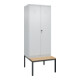 C+P Schwarz-Weiß-Spind Classic PLUS, Bank, 2 Abteile, 2120x800x815mm, 7035/7035, Verschluss Sicherheits-Drehriegel, Sitzbanktyp untergebaut, Material Sitzfläche Buche-Hartholz-1