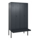 C+P Schwarz-Weiß-Spind Classic PLUS, Bank, 4 Abteile, 2120x1200x815mm, 7016/7016, Verschluss Sicherheits-Drehriegel, Sitzbanktyp auskragend, Material Sitzfläche Kunststoff-1