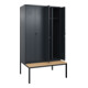 C+P Schwarz-Weiß-Spind Classic PLUS, Bank, 4 Abteile, 2120x1200x815mm, 7016/7016, Verschluss Sicherheits-Drehriegel, Sitzbanktyp untergebaut, Material Sitzfläche Buche-Hartholz-2
