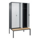 C+P Schwarz-Weiß-Spind Classic PLUS, Bank, 4 Abteile, 2120x1200x815mm, 7016/7035, Verschluss Sicherheits-Drehriegel, Sitzbanktyp untergebaut, Material Sitzfläche Buche-Hartholz-2