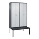C+P Schwarz-Weiß-Spind Classic PLUS, Bank, 4 Abteile, 2120x1200x815mm, 7016/7035, Verschluss Sicherheits-Drehriegel, Sitzbanktyp untergebaut, Material Sitzfläche Kunststoff-1