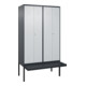 C+P Schwarz-Weiß-Spind Classic PLUS, Bank, 4 Abteile, 2120x1200x815mm, 7016/7035, Verschluss Zylinderschloss, Sitzbanktyp auskragend, Material Sitzfläche Kunststoff-1