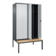 C+P Schwarz-Weiß-Spind Classic PLUS, Bank, 4 Abteile, 2120x1200x815mm, 7016/7035, Verschluss Zylinderschloss, Sitzbanktyp untergebaut, Material Sitzfläche Buche-Hartholz-2