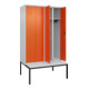 C+P Schwarz-Weiß-Spind Classic PLUS, Bank, 4 Abteile, 2120x1200x815mm, 7035/2004, Verschluss Zylinderschloss, Sitzbanktyp untergebaut, Material Sitzfläche Kunststoff-2