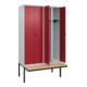 C+P Schwarz-Weiß-Spind Classic PLUS, Bank, 4 Abteile, 2120x1200x815mm, 7035/3003, Verschluss Sicherheits-Drehriegel, Sitzbanktyp auskragend, Material Sitzfläche Buche-Hartholz-2