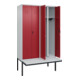 C+P Schwarz-Weiß-Spind Classic PLUS, Bank, 4 Abteile, 2120x1200x815mm, 7035/3003, Verschluss Sicherheits-Drehriegel, Sitzbanktyp auskragend, Material Sitzfläche Kunststoff-2