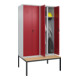 C+P Schwarz-Weiß-Spind Classic PLUS, Bank, 4 Abteile, 2120x1200x815mm, 7035/3003, Verschluss Sicherheits-Drehriegel, Sitzbanktyp untergebaut, Material Sitzfläche Buche-Hartholz-2