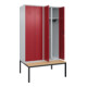 C+P Schwarz-Weiß-Spind Classic PLUS, Bank, 4 Abteile, 2120x1200x815mm, 7035/3003, Verschluss Zylinderschloss, Sitzbanktyp untergebaut, Material Sitzfläche Buche-Hartholz-2