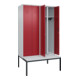 C+P Schwarz-Weiß-Spind Classic PLUS, Bank, 4 Abteile, 2120x1200x815mm, 7035/3003, Verschluss Zylinderschloss, Sitzbanktyp untergebaut, Material Sitzfläche Kunststoff-2