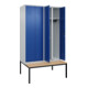 C+P Schwarz-Weiß-Spind Classic PLUS, Bank, 4 Abteile, 2120x1200x815mm, 7035/5010, Verschluss Zylinderschloss, Sitzbanktyp untergebaut, Material Sitzfläche Buche-Hartholz-2