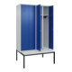 C+P Schwarz-Weiß-Spind Classic PLUS, Bank, 4 Abteile, 2120x1200x815mm, 7035/5010, Verschluss Zylinderschloss, Sitzbanktyp untergebaut, Material Sitzfläche Kunststoff-2