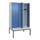 C+P Schwarz-Weiß-Spind Classic PLUS, Bank, 4 Abteile, 2120x1200x815mm, 7035/5023, Verschluss Zylinderschloss, Sitzbanktyp untergebaut, Material Sitzfläche Kunststoff-2