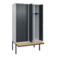 C+P Schwarz-Weiß-Spind Classic PLUS, Bank, 4 Abteile, 2120x1200x815mm, 7035/7016, Verschluss Sicherheits-Drehriegel, Sitzbanktyp auskragend, Material Sitzfläche Buche-Hartholz-2