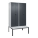 C+P Schwarz-Weiß-Spind Classic PLUS, Bank, 4 Abteile, 2120x1200x815mm, 7035/7016, Verschluss Sicherheits-Drehriegel, Sitzbanktyp untergebaut, Material Sitzfläche Kunststoff-1