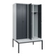 C+P Schwarz-Weiß-Spind Classic PLUS, Bank, 4 Abteile, 2120x1200x815mm, 7035/7016, Verschluss Sicherheits-Drehriegel, Sitzbanktyp untergebaut, Material Sitzfläche Kunststoff-2