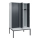 C+P Schwarz-Weiß-Spind Classic PLUS, Bank, 4 Abteile, 2120x1200x815mm, 7035/7016, Verschluss Zylinderschloss, Sitzbanktyp untergebaut, Material Sitzfläche Kunststoff-2