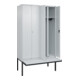 C+P Schwarz-Weiß-Spind Classic PLUS, Bank, 4 Abteile, 2120x1200x815mm, 7035/7035, Verschluss Zylinderschloss, Sitzbanktyp auskragend, Material Sitzfläche Kunststoff-2