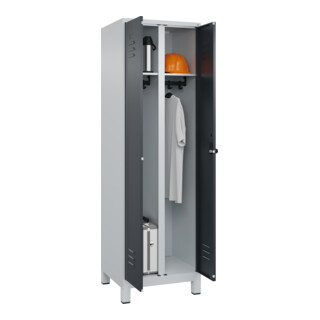C+P Schwarz-Weiß-Spind Classic PLUS, Füße,  Sicherheits-Drehriegel