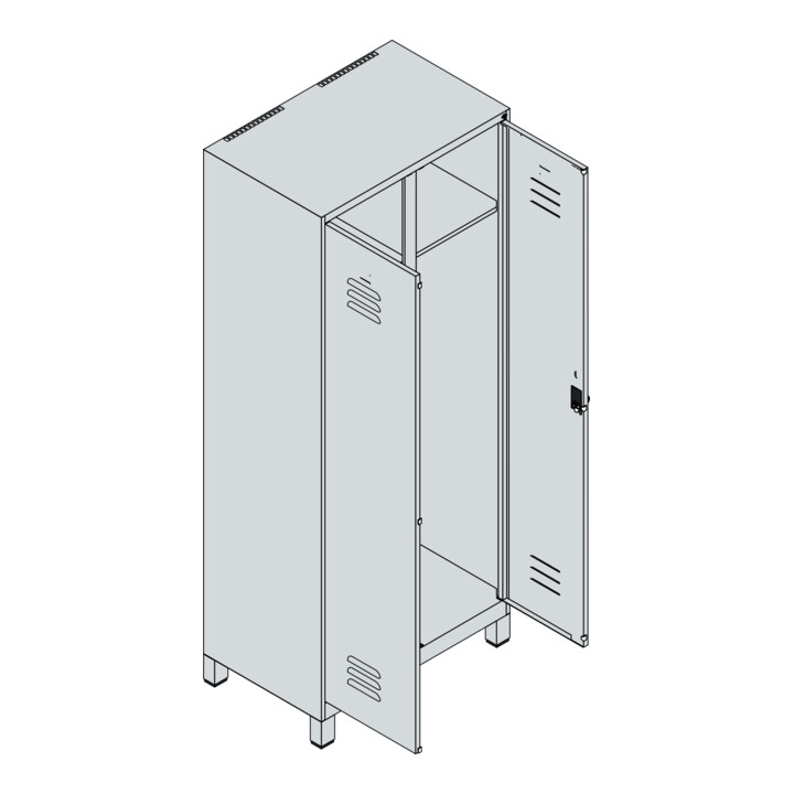 C+P Schwarz-Weiß-Spind Classic PLUS, Füße, 2 Abteile, 1950x800x500mm, 7016/7016 Verschluss Sicherheits-Drehriegel