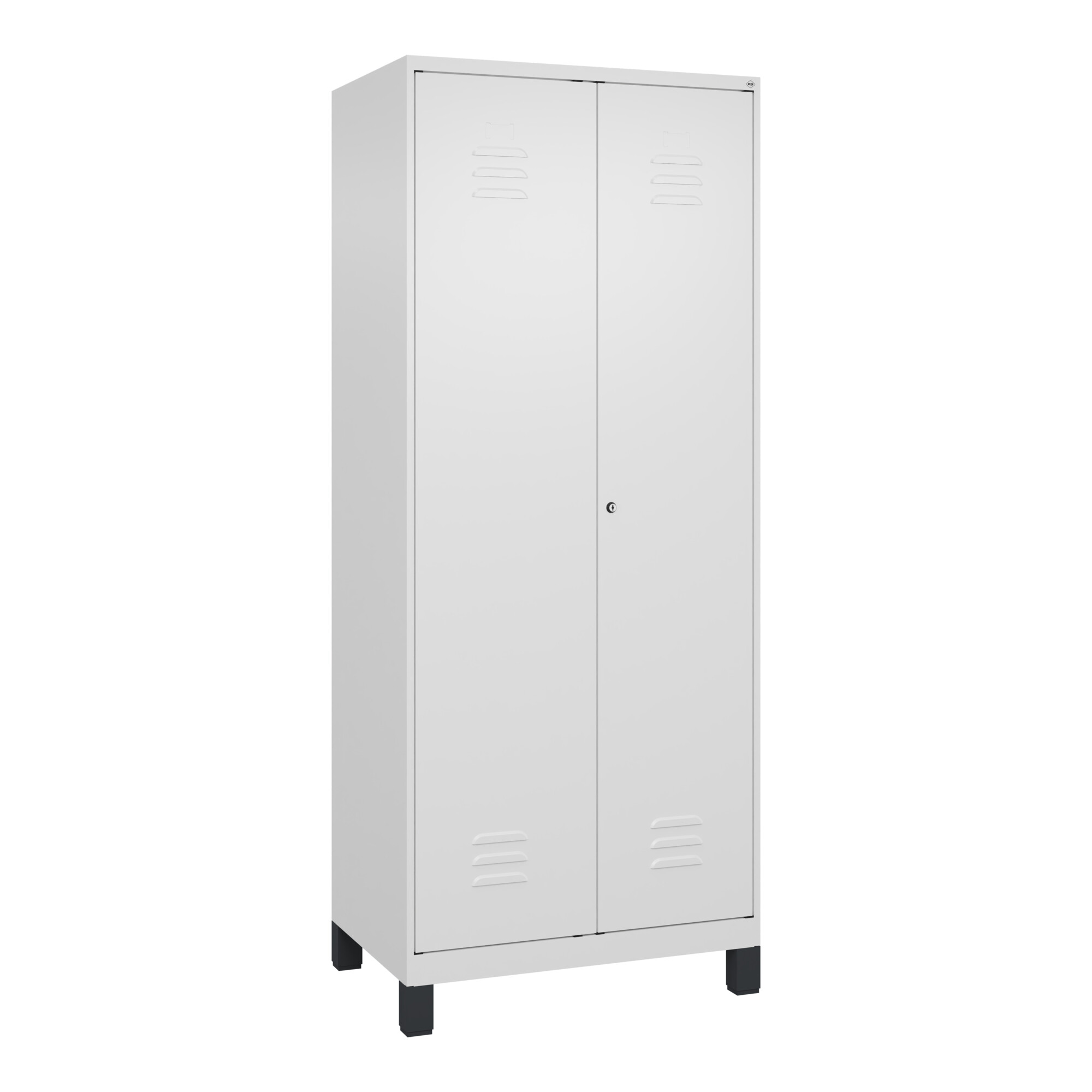 C+P Schwarz-Weiß-Spind Classic PLUS, Füße, 2 Abteile, 1950x800x500mm, 9016/9016 Verschluss Zylinderschloss ; C + P Möbelsysteme