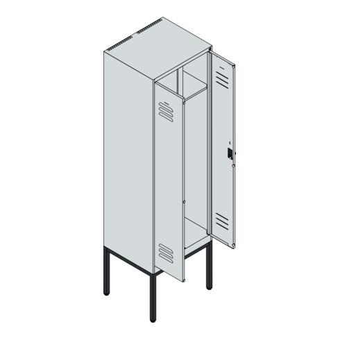 C+P Schwarz-Weiß-Spind Classic PLUS, Gestell, 2 Abteile, 2120x600x500mm, 7035/70 Front RAL 7016 Anthrazitgrau Verschluss Zylinderschloss