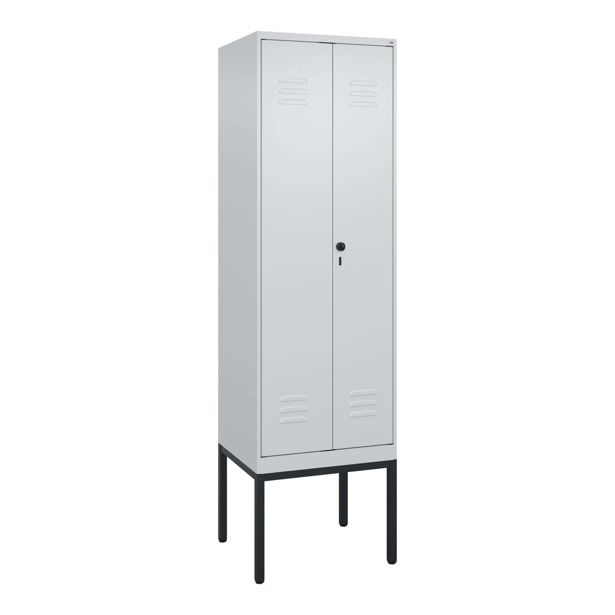 C+P Schwarz-Weiß-Spind Classic PLUS, Gestell, 2 Abteile, 2120x600x500mm, 7035/70 Front RAL 7035 Lichtgrau Verschluss Sicherheits-Drehriegel ; C + P Mö