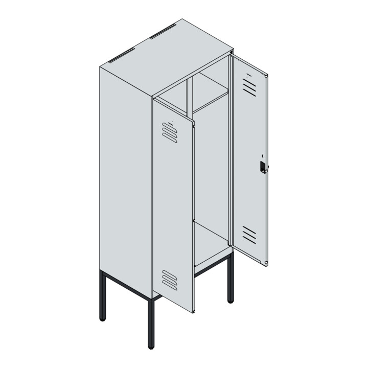 C+P Schwarz-Weiß-Spind Classic PLUS, Gestell, 2 Abteile, 2120x800x500mm, 7016/70 Front RAL 7016 Anthrazitgrau Verschluss Sicherheits-Drehriegel