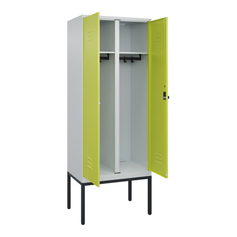 C+P Schwarz-Weiß-Spind Classic PLUS, Gestell, 2 Abteile, 2120x800x500mm, 7035/00 Front 1108060 RDS Viridingrün Verschluss Sicherheits-Drehriegel