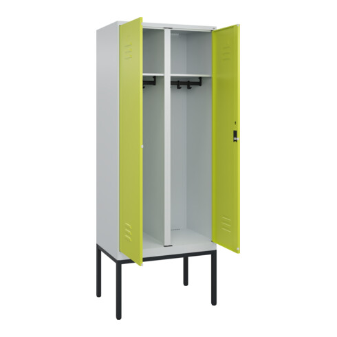 C+P Schwarz-Weiß-Spind Classic PLUS, Gestell, 2 Abteile, 2120x800x500mm, 7035/00 Front 1108060 RDS Viridingrün Verschluss Zylinderschloss
