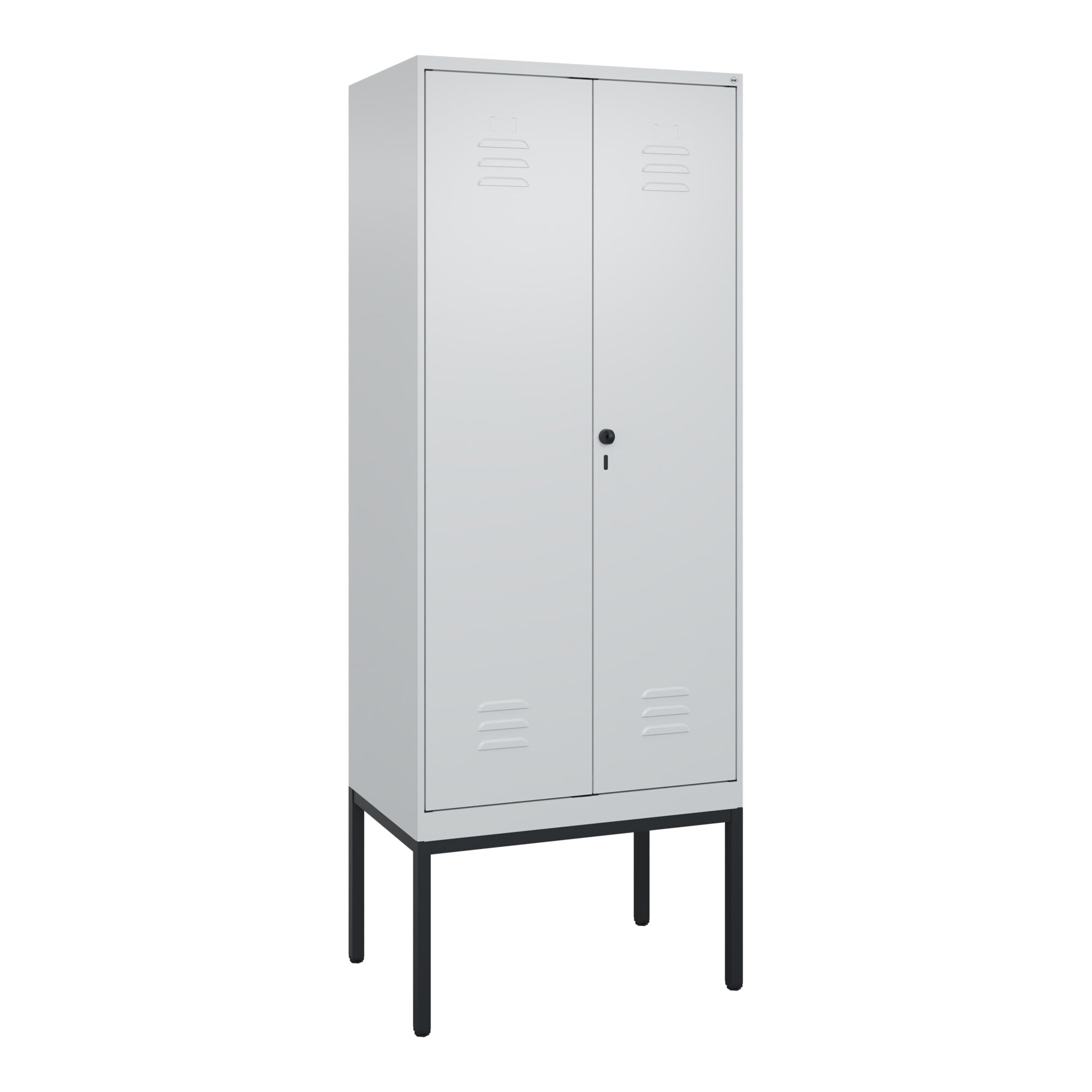 C+P Schwarz-Weiß-Spind Classic PLUS, Gestell, 2 Abteile, 2120x800x500mm, 7035/70 Front RAL 7035 Lichtgrau Verschluss Sicherheits-Drehriegel ; C + P Mö