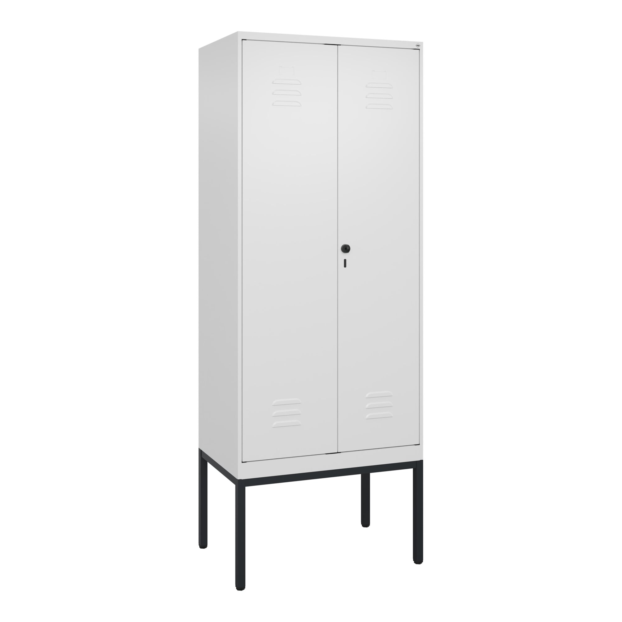 C+P Schwarz-Weiß-Spind Classic PLUS, Gestell, 2 Abteile, 2120x800x500mm, 9016/90 Front RAL 9016 Verkehrsweiß Verschluss Sicherheits-Drehriegel ; C + P