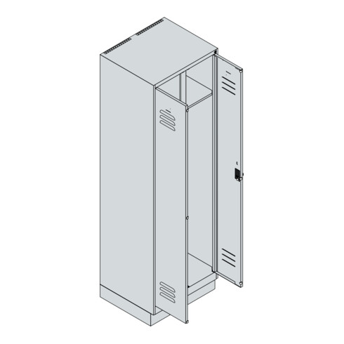 C+P Schwarz-Weiß-Spind Classic PLUS, Sockel, 2 Abteile, 1950x600x500mm, 7016/701 Front RAL 7016 Anthrazitgrau Verschluss Sicherheits-Drehriegel