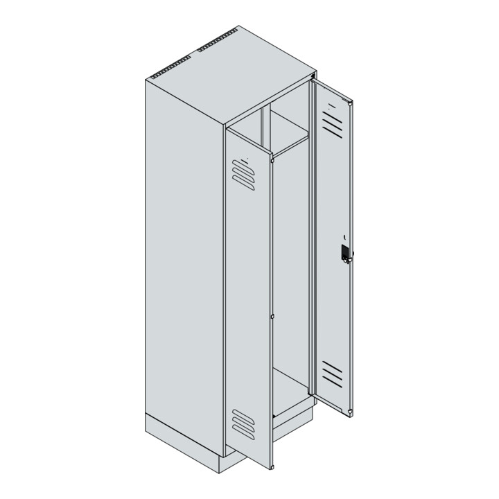 C+P Schwarz-Weiß-Spind Classic PLUS, Sockel, 2 Abteile, 1950x600x500mm, 7016/701 Front RAL 7016 Anthrazitgrau Verschluss Zylinderschloss