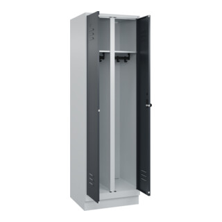 C+P Schwarz-Weiß-Spind Classic PLUS, Sockel, Sicherheits-Drehriegel