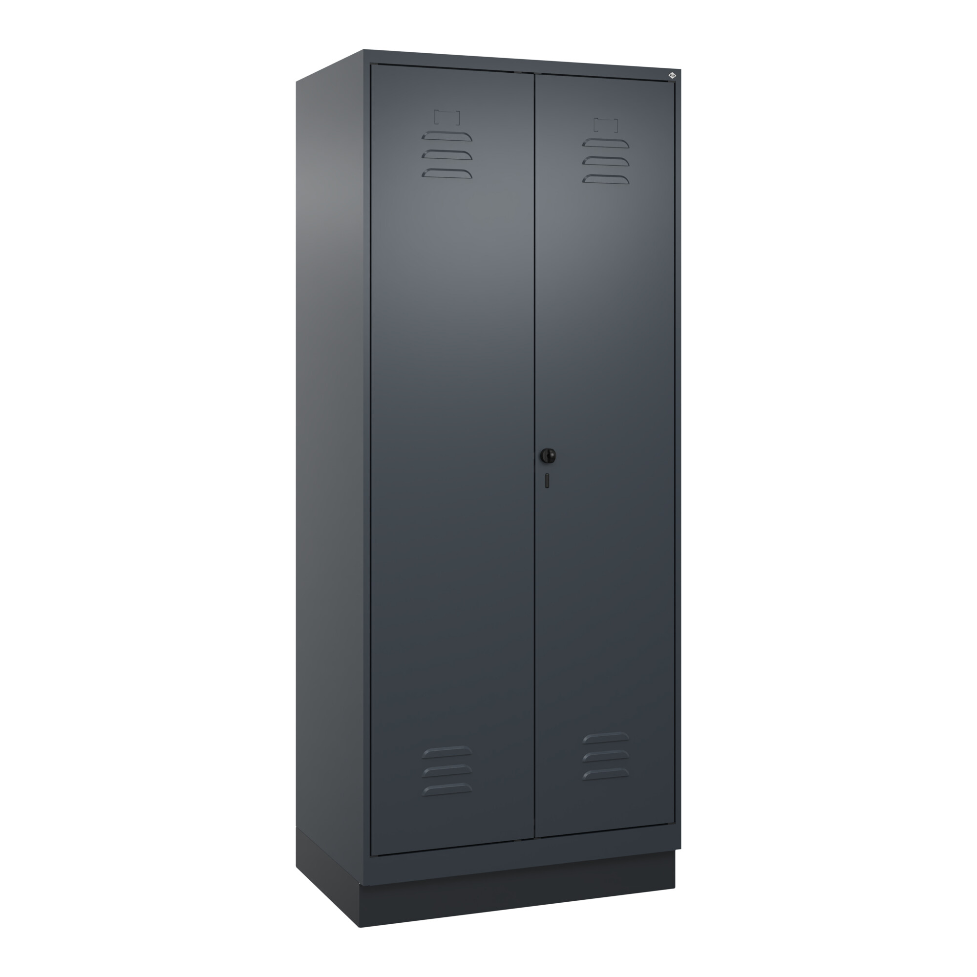 C+P Schwarz-Weiß-Spind Classic PLUS, Sockel, 2 Abteile, 1950x800x500mm, 7016/701 Front RAL 7016 Anthrazitgrau Verschluss Sicherheits-Drehriegel ; C +