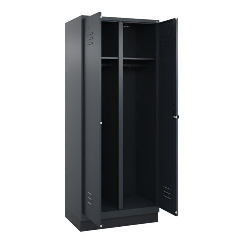 C+P Schwarz-Weiß-Spind Classic PLUS, Sockel, 2 Abteile, 1950x800x500mm, 7016/701 Front RAL 7016 Anthrazitgrau Verschluss Sicherheits-Drehriegel