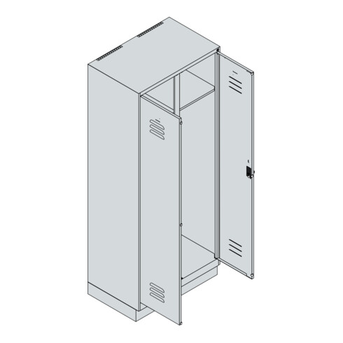 C+P Schwarz-Weiß-Spind Classic PLUS, Sockel, 2 Abteile, 1950x800x500mm, 7016/701 Front RAL 7016 Anthrazitgrau Verschluss Sicherheits-Drehriegel