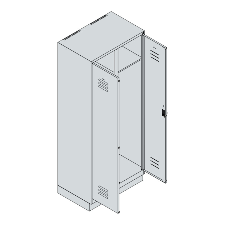 C+P Schwarz-Weiß-Spind Classic PLUS, Sockel, 2 Abteile, 1950x800x500mm, 7016/701 Front RAL 7016 Anthrazitgrau Verschluss Sicherheits-Drehriegel