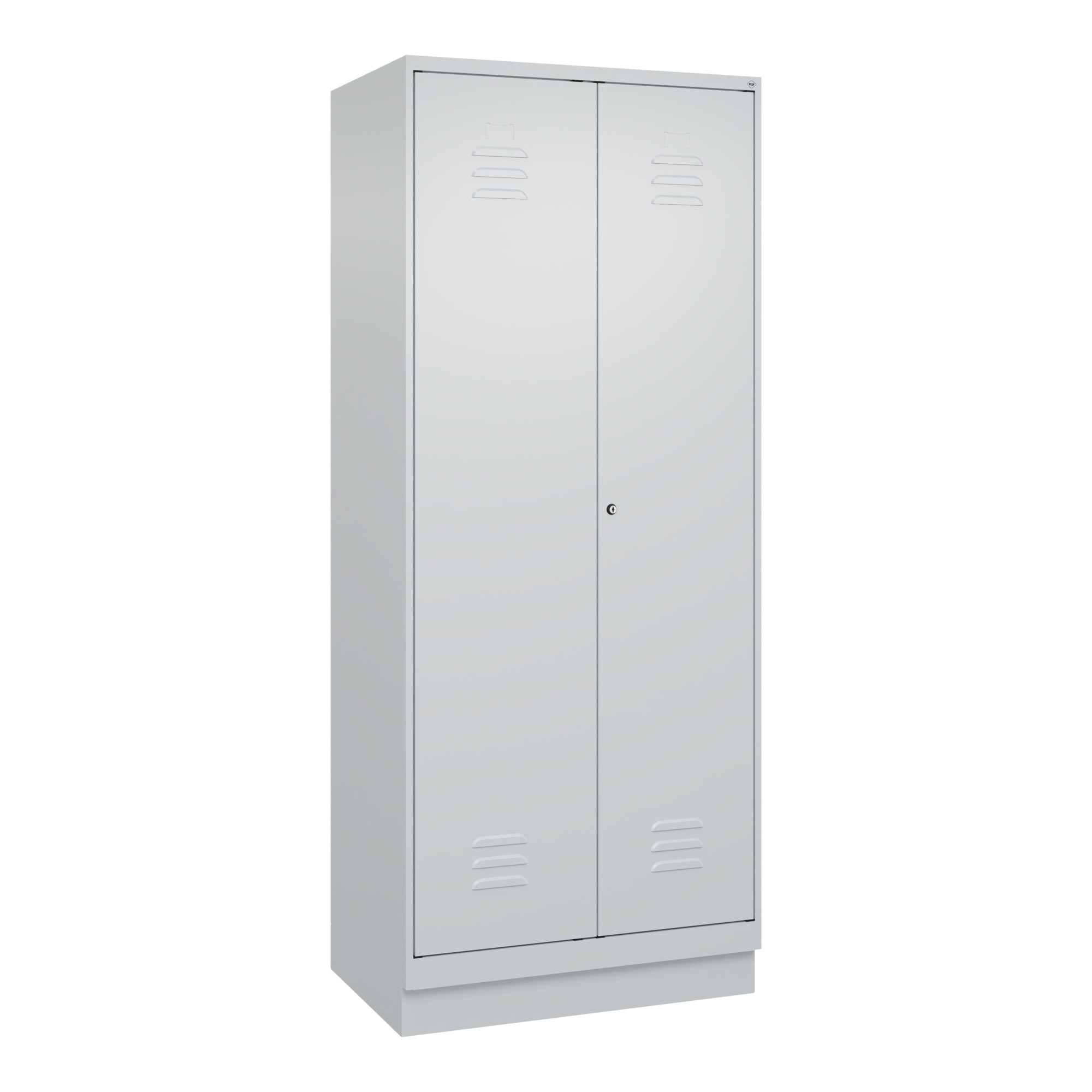C+P Schwarz-Weiß-Spind Classic PLUS, Sockel, 2 Abteile, 1950x800x500mm, 7035/703 Front RAL 7035 Lichtgrau Verschluss Zylinderschloss ; C + P Möbelsyst