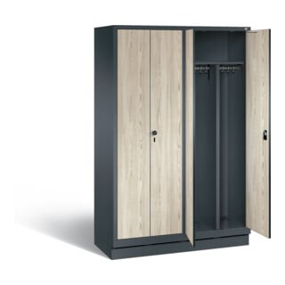 C+P Schwarz-Weiss-Spind Evolo, H1800xB1190xT500mm, Front Dekor Sen-Esche, Korpus Anthrazitgrau (48022-40)