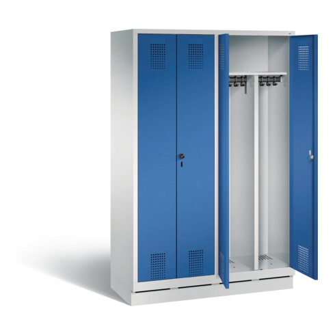 C+P Schwarz-Weiss-Spind Evolo, H1800xB1190xT500mm, Front Enzianblau, Korpus Lichtgrau (48022-40)