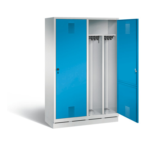 C+P Schwarz-Weiss-Spind Evolo, H1800xB1190xT500mm, Front Lichtblau, Korpus Lichtgrau (48220-40)